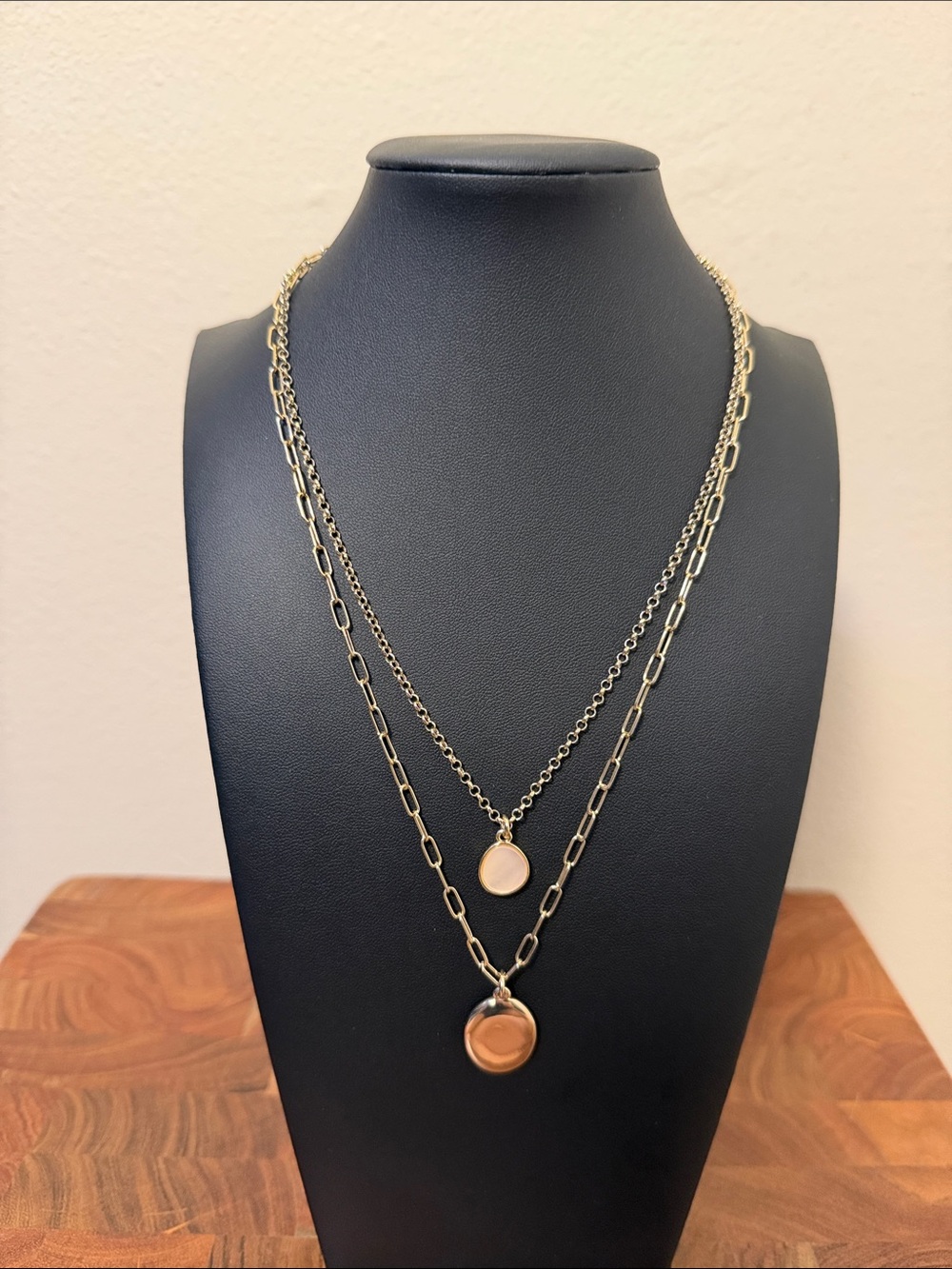 J. Crew Gold Double Strand Layered Pendant Necklace